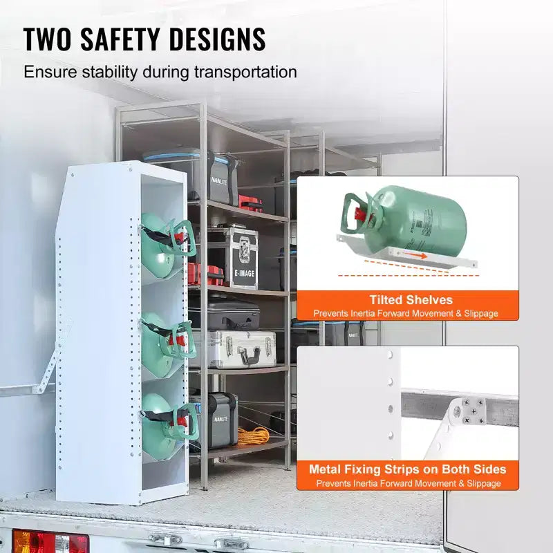 Refrigerant Tank Rack for 3 x 30-50lb Cylinders, 14.64"x13.97"x46.06", Gas Cylinder Storage