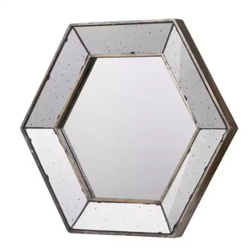 21 x 18 Hexagon Wall Mirror with Traditional Silver Finish, Home Decor Accent Mirror for Living Room, Entryway, Bedroom