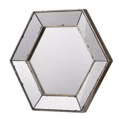 21 x 18 Hexagon Wall Mirror with Traditional Silver Finish, Home Decor Accent Mirror for Living Room, Entryway, Bedroom
