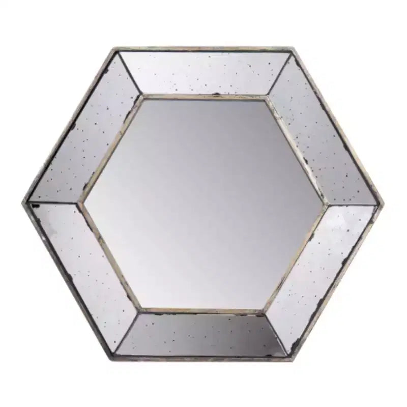 21 x 18 Hexagon Wall Mirror with Traditional Silver Finish, Home Decor Accent Mirror for Living Room, Entryway, Bedroom