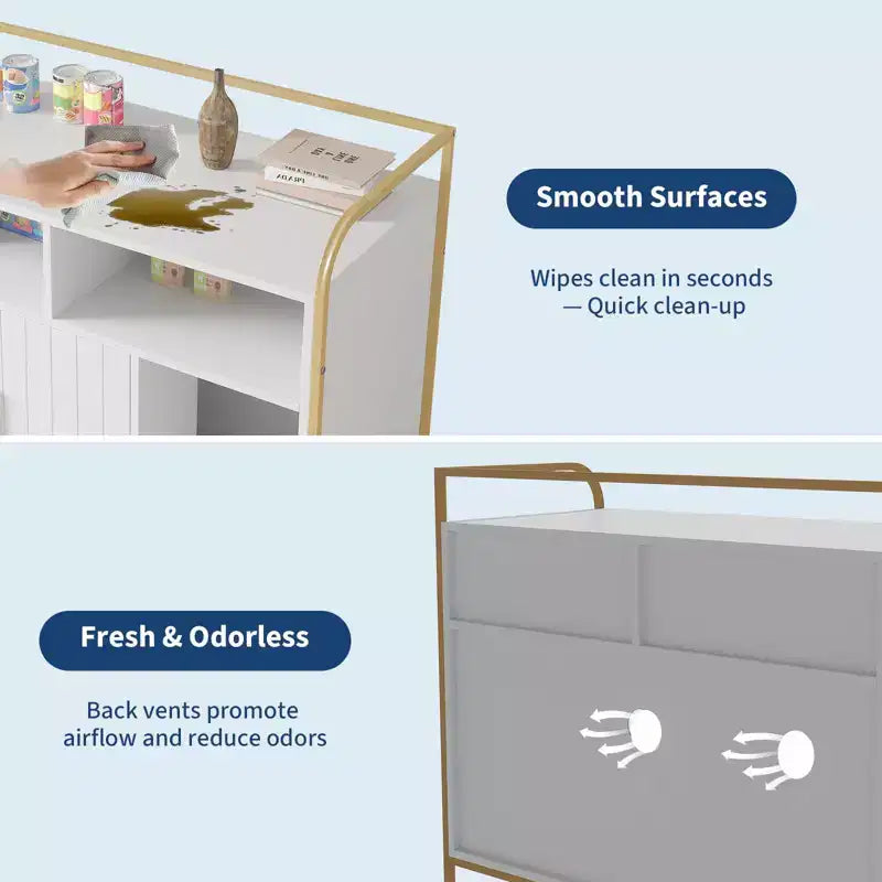 Meuble Cache-litière, Meuble de Rangement Multifonctionnel avec Porte Coulissante, Ventilation et Entrée Latérale