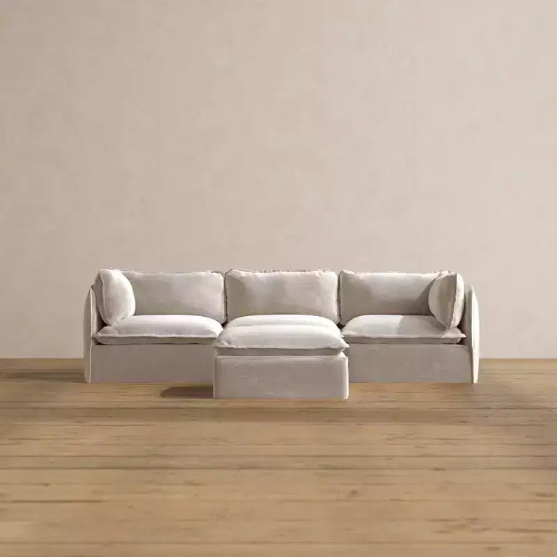 Modular Washable 3-Seater Sofa with Ottoman, Memory Foam Seat & Contour Pillow