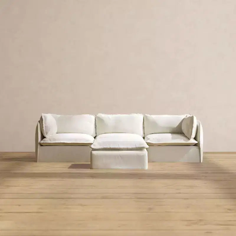 Modular Washable 3-Seater Sofa with Ottoman, Memory Foam Seat & Contour Pillow