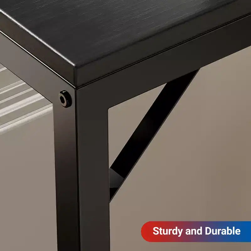 Narrow Black Console Table with Power Outlets & USB Ports, Slim Metal & Wood Accent Table