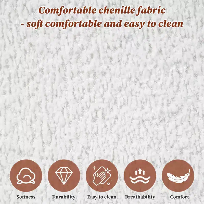 Lit plateforme ergonomique rembourré en tissu bouclette, cadre en bois d'hévéa, capacité de 360 kg