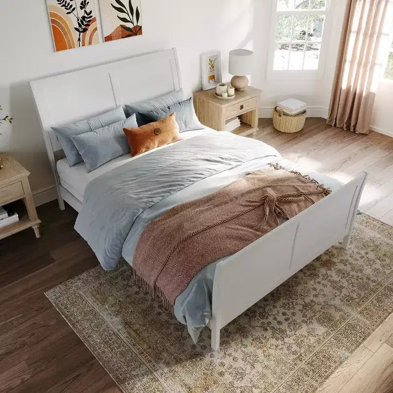 Freestanding Solid Wood Panel Headboard with Bed Frame, Multiple Sizes & Finishes