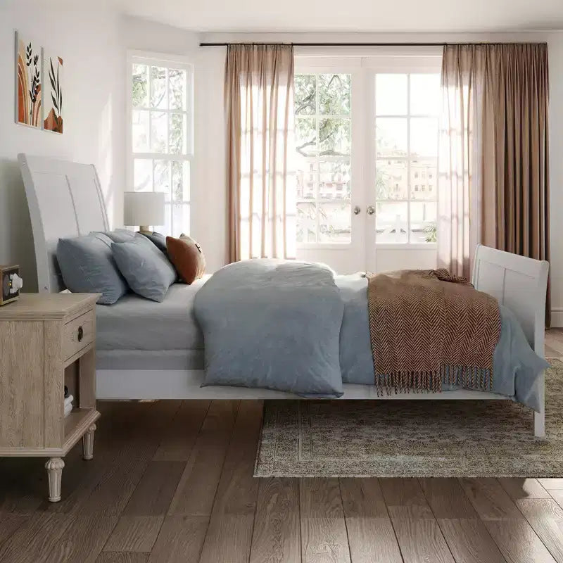 Freestanding Solid Wood Panel Headboard with Bed Frame, Multiple Sizes & Finishes