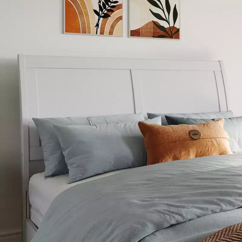 Freestanding Solid Wood Panel Headboard with Bed Frame, Multiple Sizes & Finishes