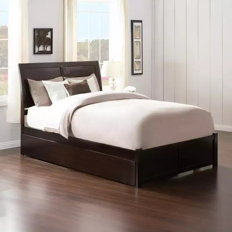 Freestanding Solid Wood Panel Headboard with Bed Frame, Multiple Sizes & Finishes
