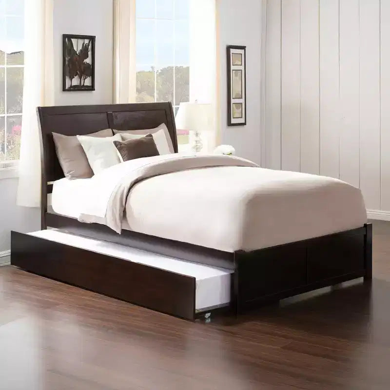 Freestanding Solid Wood Panel Headboard with Bed Frame, Multiple Sizes & Finishes