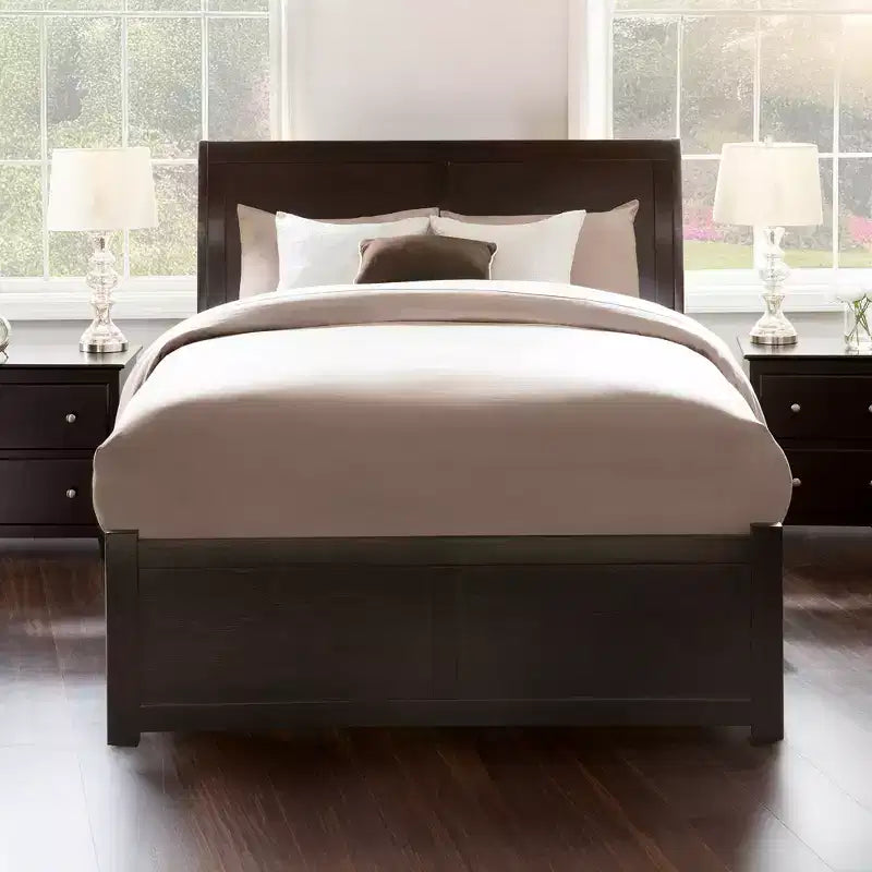 Freestanding Solid Wood Panel Headboard with Bed Frame, Multiple Sizes & Finishes