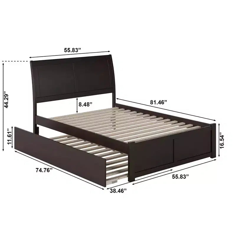 Freestanding Solid Wood Panel Headboard with Bed Frame, Multiple Sizes & Finishes