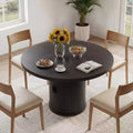 Dyonery 35.5 Round Pedestal Dining Table, with Storage Shelf, Wood Base Dinner Tables for Kitchen, Breakfast Nook, For Small Space