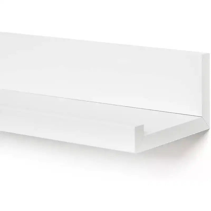 24" White Floating Wall Shelf, Wood Composite, Available in Multiple Sizes