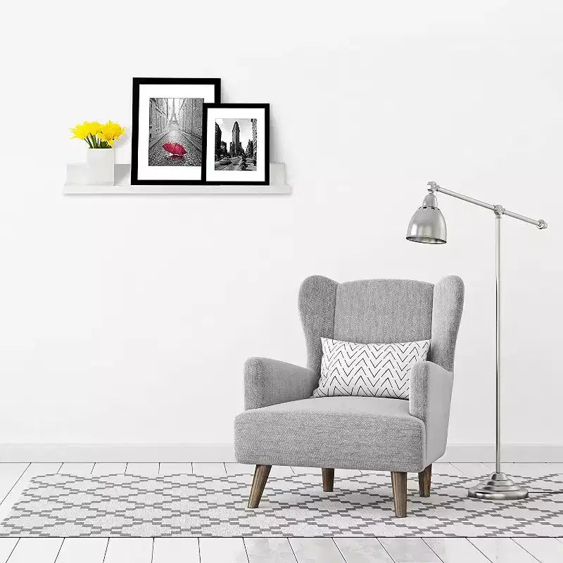 24" White Floating Wall Shelf, Wood Composite, Available in Multiple Sizes