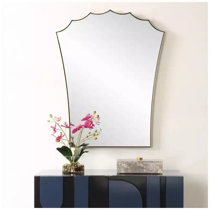 Antique Brass Vanity Mirror, 24" x 30.5", Plated Metal Frame, Wall Mirror