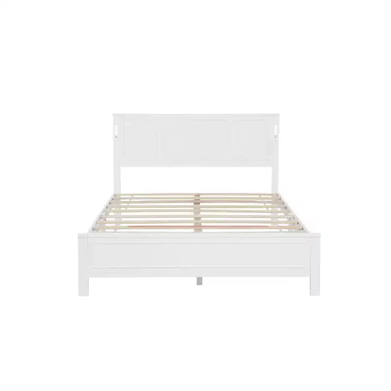 Modern Wood Frame Bed with Tall-Panel Headboard, Platform Bed, Multiple Sizes