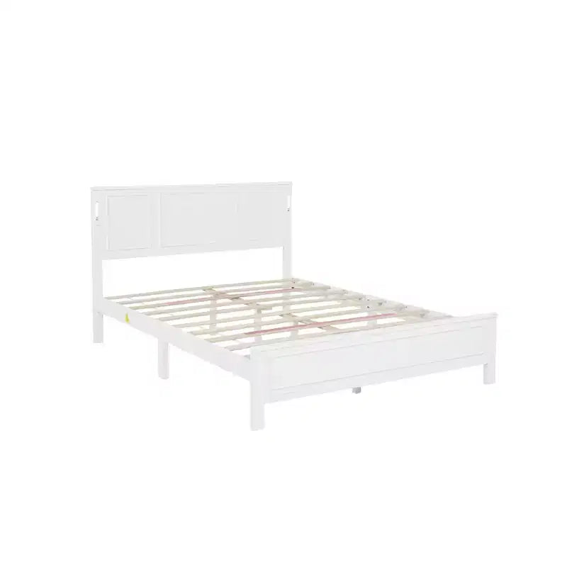Modern Wood Frame Bed with Tall-Panel Headboard, Platform Bed, Multiple Sizes