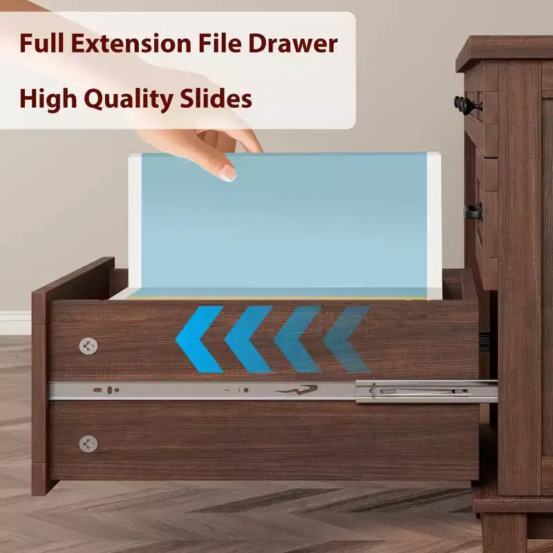 Bureau double rustique en bois avec 4 tiroirs classeurs, poste de travail double pour bureau à domicile