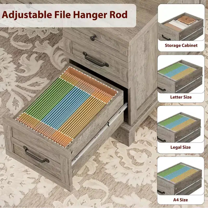 Bureau double rustique en bois avec 4 tiroirs classeurs, poste de travail double pour bureau à domicile