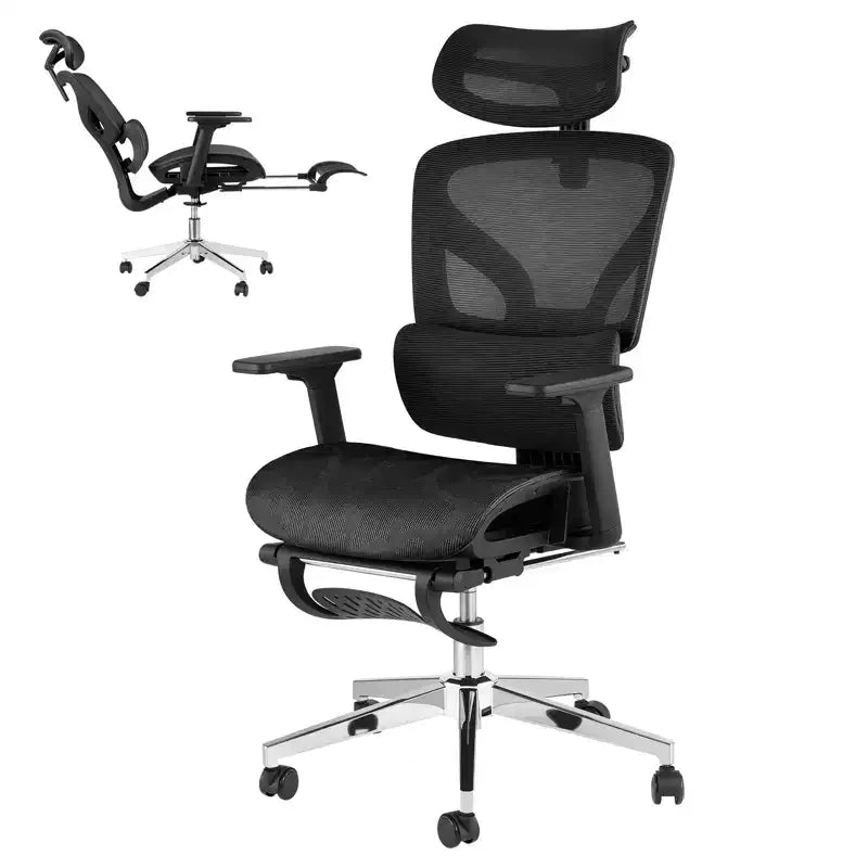 3rd Gen Ergonomic Mesh Office Chair - 4D Adjustable Armrests, Lumbar Support & Footrest, High Back Desk Chair for Home Office(1-Pack)