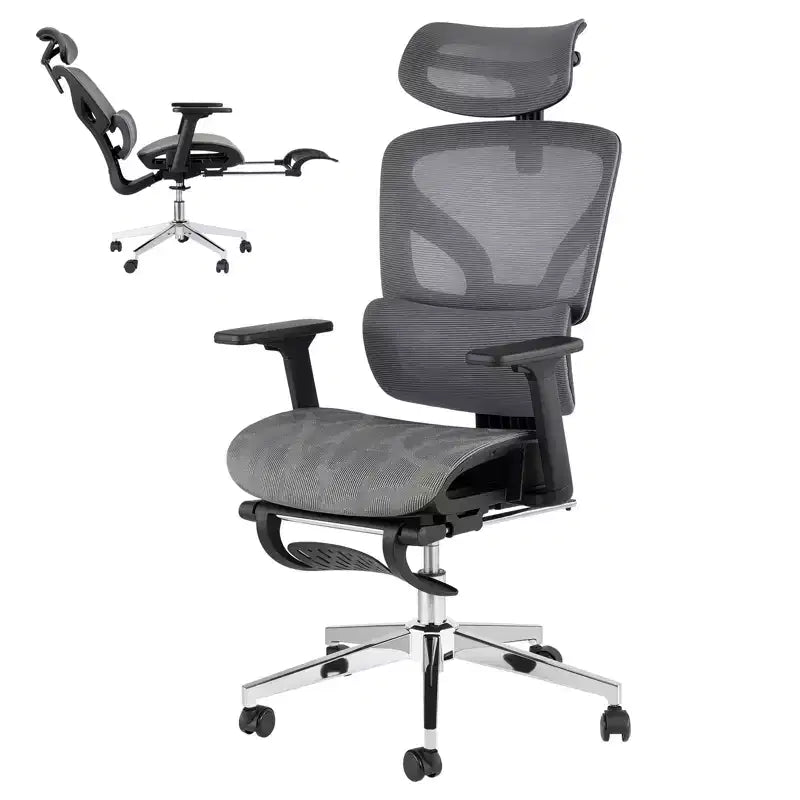 3rd Gen Ergonomic Mesh Office Chair - 4D Adjustable Armrests, Lumbar Support & Footrest, High Back Desk Chair for Home Office(1-Pack)