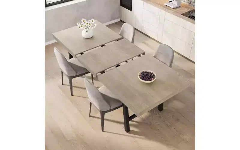 63-83" Extendable Dining Table, Industrial Rectangular, Seats 6-8, Heavy Duty Metal Frame