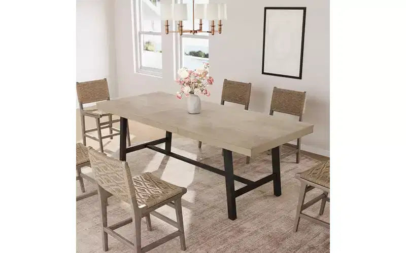 63-83" Extendable Dining Table, Industrial Rectangular, Seats 6-8, Heavy Duty Metal Frame