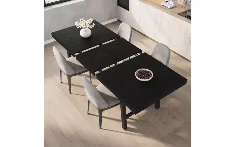 63-83" Extendable Dining Table, Industrial Rectangular, Seats 6-8, Heavy Duty Metal Frame