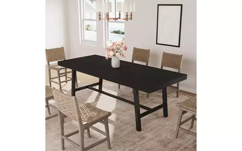 GustoWave 63-83 Extendable Dining Table, Industrial Rectangular Kitchen Table for 6-8 People, Heavy Duty Metal Frame