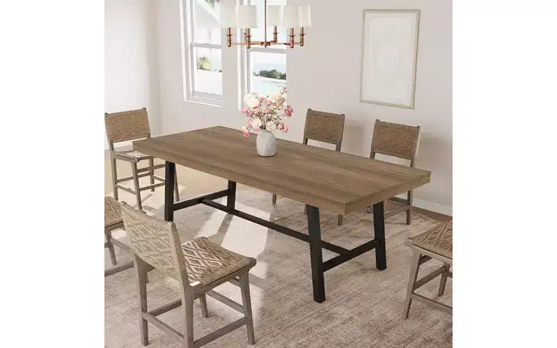 63-83" Extendable Dining Table, Industrial Rectangular, Seats 6-8, Heavy Duty Metal Frame