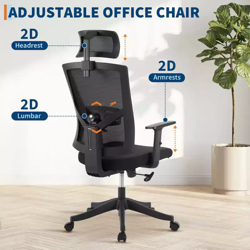 Chaise de bureau ergonomique, Support lombaire réglable, Soutien lombaire ajustable, Chaise de bureau pivotante, Chaise d'ordinateur à bascule réglable