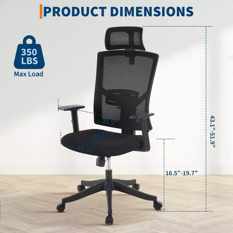 Chaise de bureau ergonomique, Support lombaire réglable, Soutien lombaire ajustable, Chaise de bureau pivotante, Chaise d'ordinateur à bascule réglable