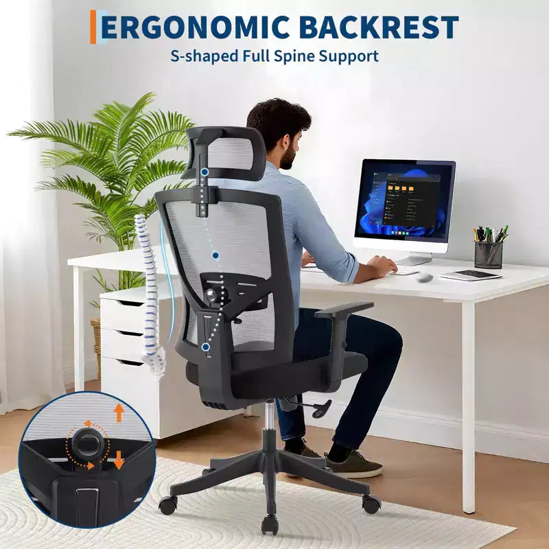 Office Chair Ergonomic Desk Chairs, Adjustable Lumbar Support, Adjustable Lumbar Support, Swivel Task Chair, Adjustable Rocking Computer Chair