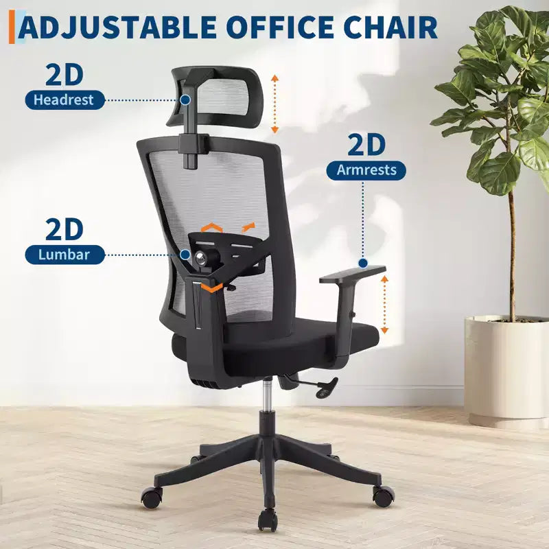Chaise de bureau ergonomique, Support lombaire réglable, Soutien lombaire ajustable, Chaise de bureau pivotante, Chaise d'ordinateur à bascule réglable