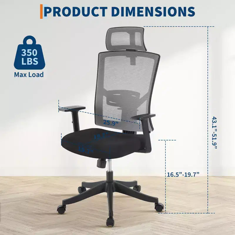 Chaise de bureau ergonomique, Support lombaire réglable, Soutien lombaire ajustable, Chaise de bureau pivotante, Chaise d'ordinateur à bascule réglable