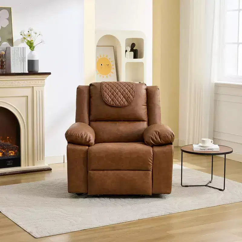 Adult Manual Recliner with Side Storage Pockets & Remote Control, Compact Single Sofa