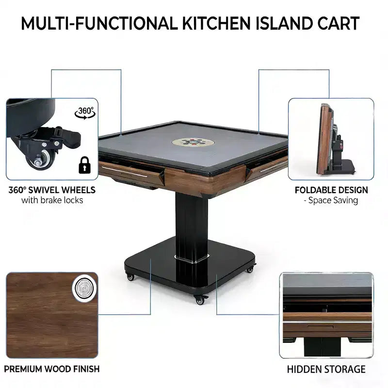 Foldable Automatic Mahjong Table with Wheels, Ultra-Thin & Quiet