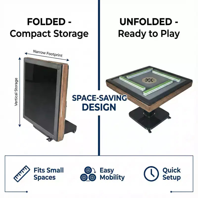 Foldable Automatic Mahjong Table with Wheels, Ultra-Thin & Quiet
