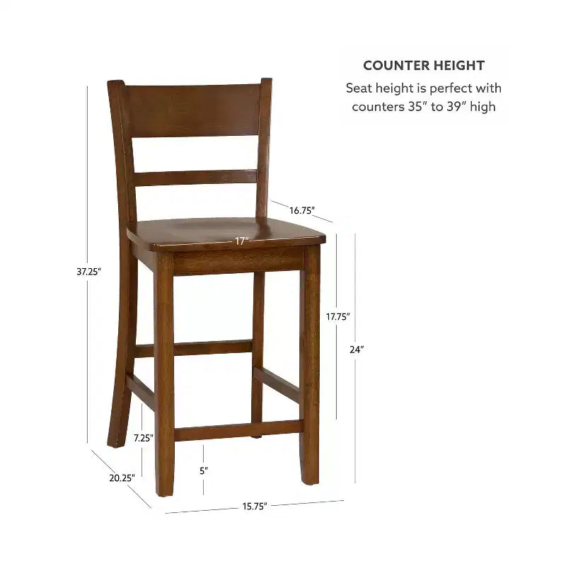 Counter Height Barstool, Walnut Rubberwood Frame, Contemporary Style, Kitchen & Home Bar