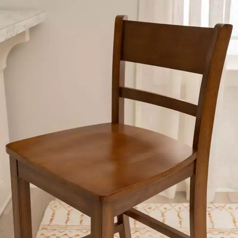Counter Height Barstool, Walnut Rubberwood Frame, Contemporary Style, Kitchen & Home Bar