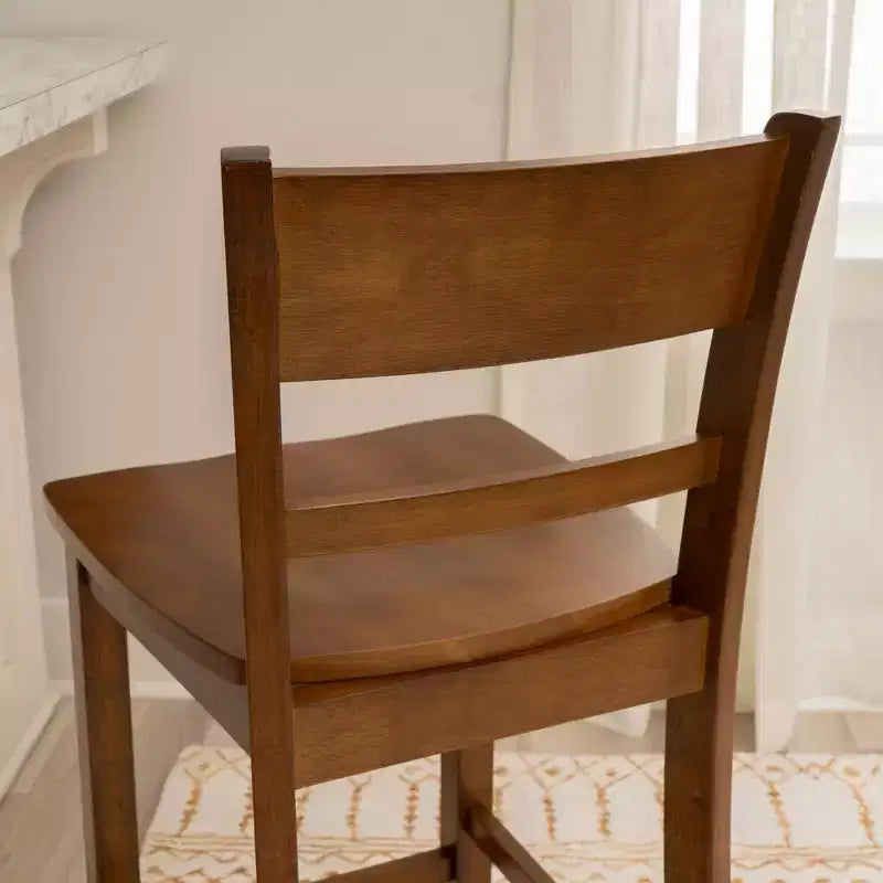 Counter Height Barstool, Walnut Rubberwood Frame, Contemporary Style, Kitchen & Home Bar