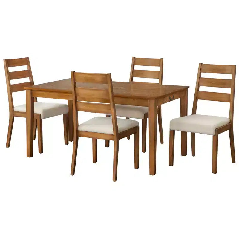 Lifestorey 5pc Palmer Farmhouse Rectangular Dining Set Antique Oak
