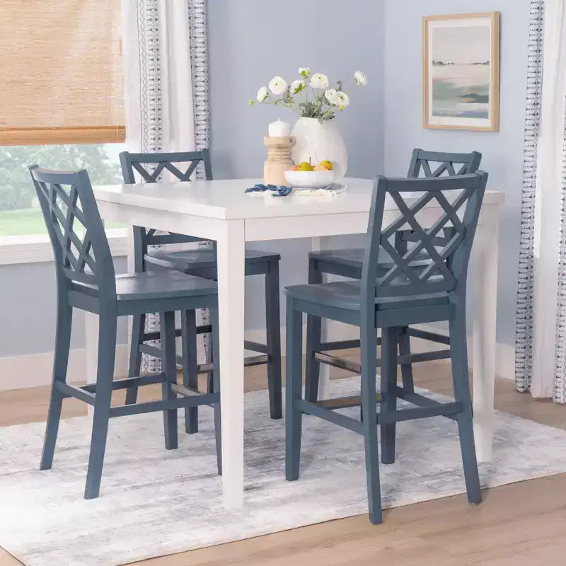 5-Piece Square Counter Height Dining Set, Graphite Finish, Seats 4, MDF & Rubberwood