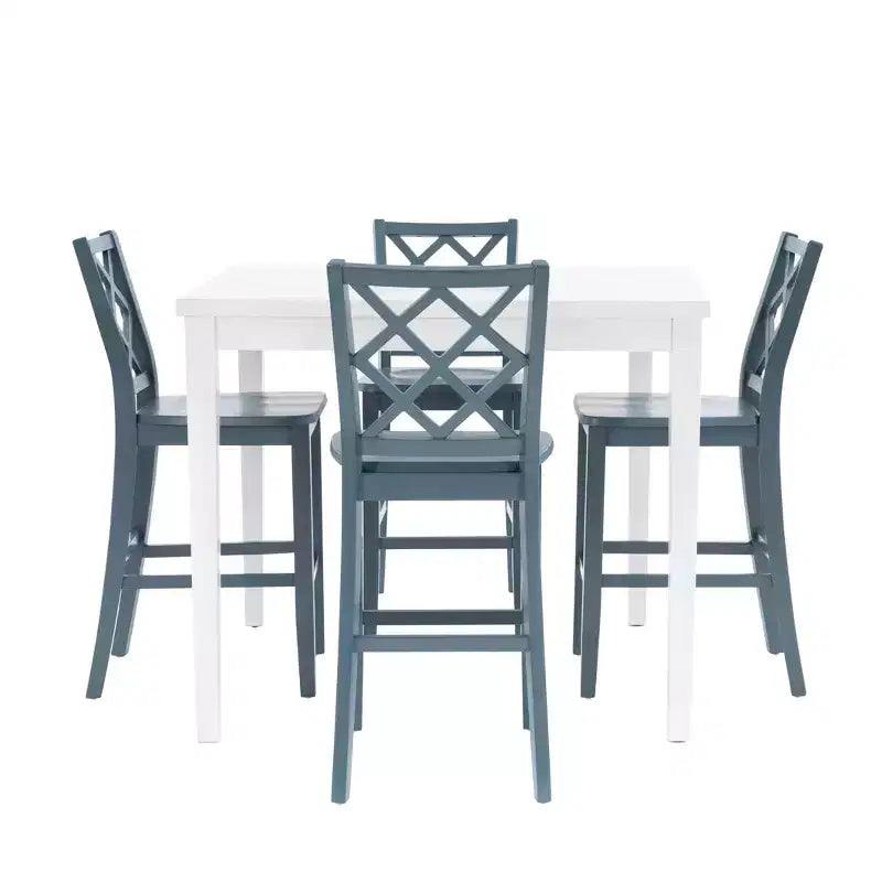 5-Piece Square Counter Height Dining Set, Graphite Finish, Seats 4, MDF & Rubberwood