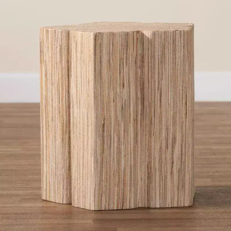 Table d'appoint en herbe tressée, finition naturelle, table d'appoint bohème pour salon et chambre