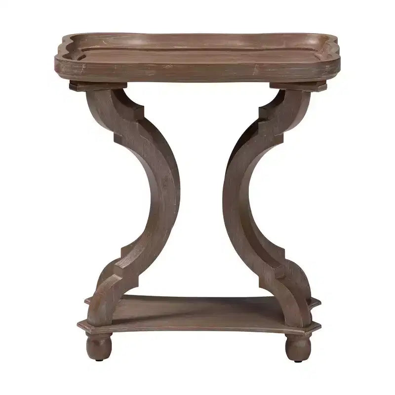 Wood End Table, Antique Brown, Mid-Century Style Side Table for Living Room & Bedroom