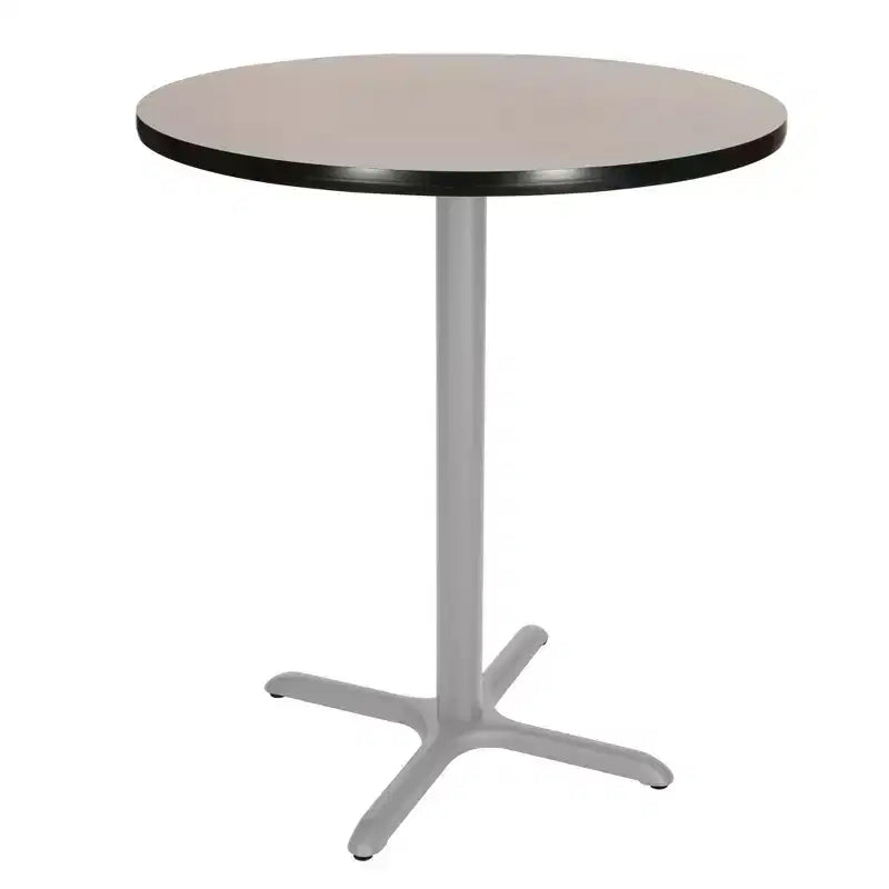 42" Round X-Base Dining Bar Height Table, Gray Laminate Top, Steel Frame, Seats 4