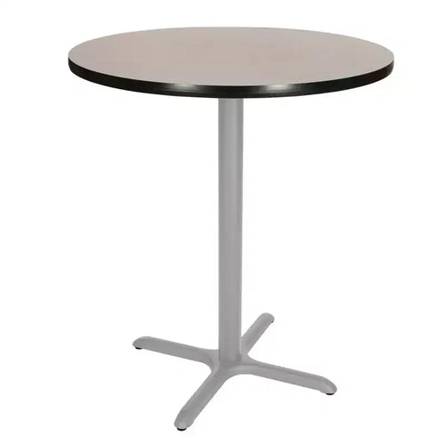42" Round X-Base Dining Bar Height Table, Gray Laminate Top, Steel Frame, Seats 4