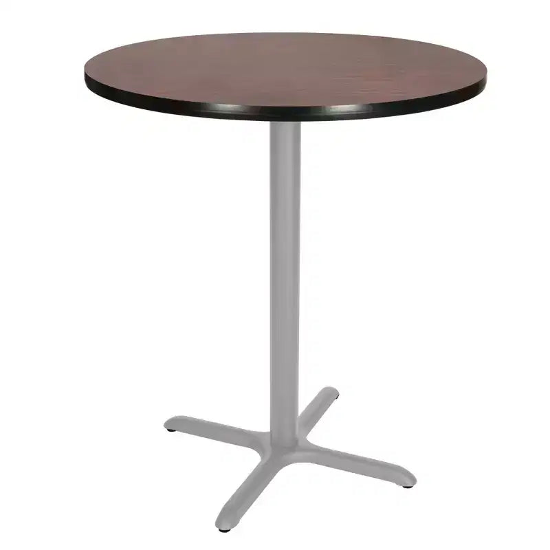 42" Round X-Base Dining Bar Height Table, Gray Laminate Top, Steel Frame, Seats 4